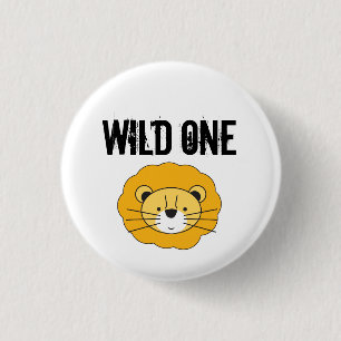 Niedlich Wild one Lion safari 1. Geburtstag Party Button