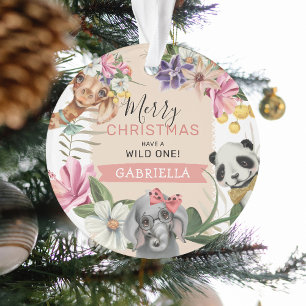 Niedlich Wild One Pink Jungle Kinder Weihnachten Ornament