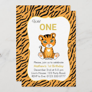 Niedlich Wild One Tiger Einladung zum 1. Geburtsta