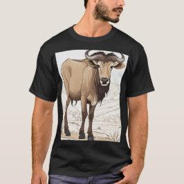 Niedlich Wildebeest: Cartoon Sticker Style T-Shirt