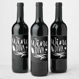 Niedlich Wine Diva Funny Weinetikett
