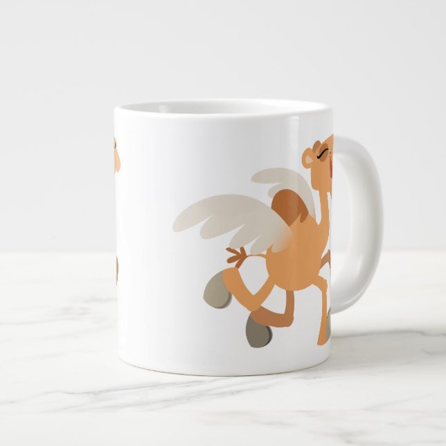 Niedlich Winged Cartoon Camel Jumbo Tasse (Vorderseite Rechts)