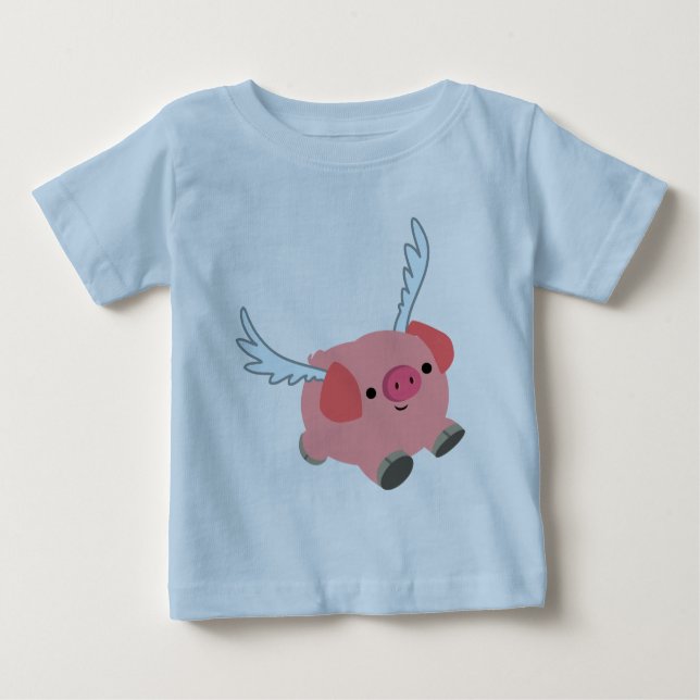 Niedlich Winged Cartoon Pig Baby T - Shirt (Vorderseite)