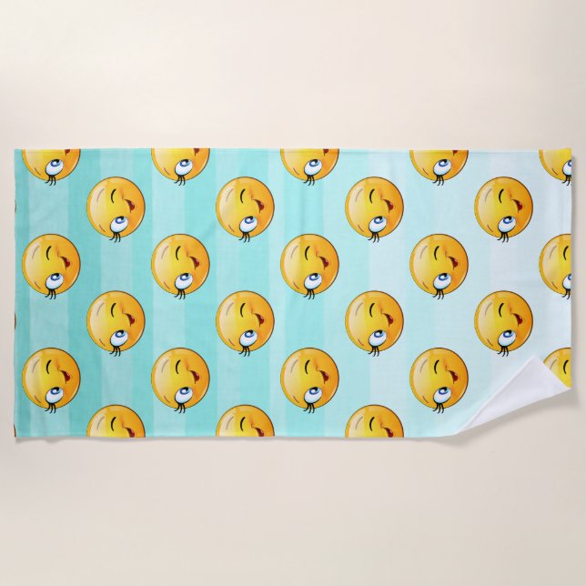 Niedlich Winking Face E moji Strandtuch (Vorderseite)