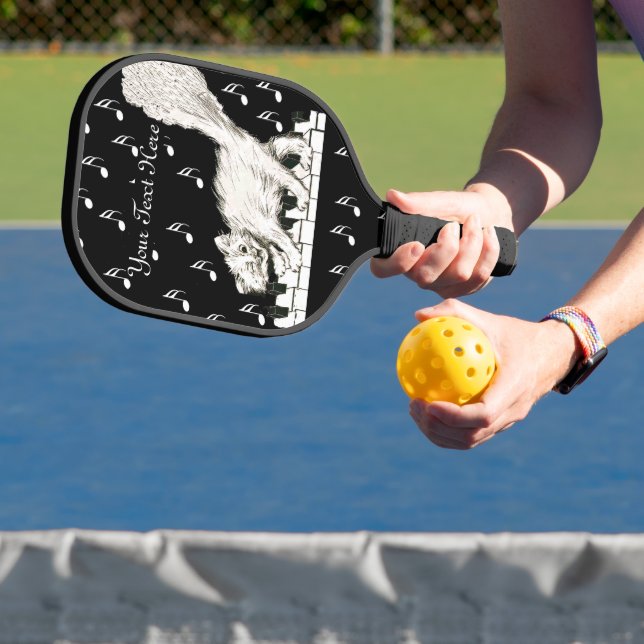 Niedlich Winking White Cat auf Piano Keys Musiknot Pickleball Schläger (InSitu)