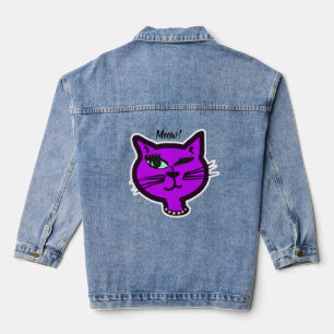 Niedlich Winky Lila Cartoon Cat Jeansjacke