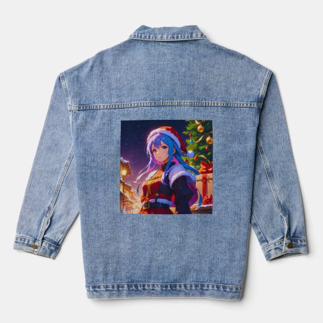 Niedlich Winter Anime Girl Denim Jacket Jeansjacke (Rückseite)