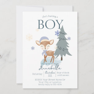 Niedlich Winter Baby Deer Boy Fawn Einladung