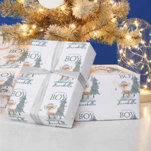 Niedlich Winter Baby Deer Boy Fawn Geschenkpapier