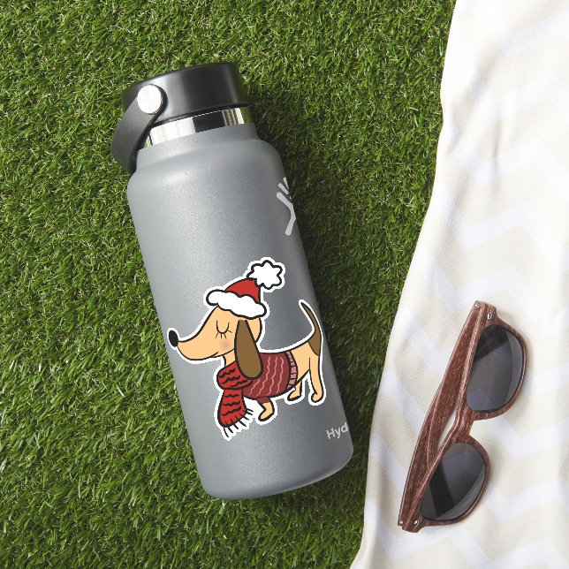 Niedlich Winter Dackel Vinyl Stickers Aufkleber (HydroFlask Insitu)
