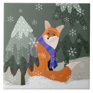Niedlich Winter Fox Keramik Küche Tile Fliese