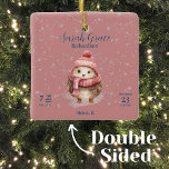 Niedlich Winter Igel Baby Girl Geburtsstunde Detai Keramikornament<br><div class="desc">Ankündigen Sie die Ankunft Ihres kleinen Mädchens mit unserem Niedlichen Winter Igel Baby Birth Stats Keramik Ornament. Dieses charmante Design präsentiert einen bezaubernden Winter-Igel in Aquarellfarbe, der mit einem gemütlichen Winterhut und Schal geschmückt ist. Set vor einer ruhigen rosa Kulisse mit sanftem Schneefall, schafft es eine beruhigende und reizvolle Atmosphäre....</div>
