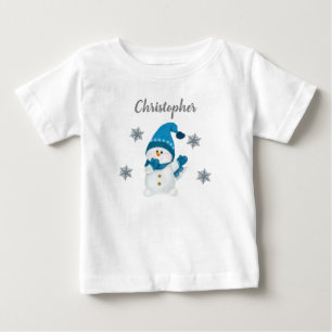 Niedlich Winter Little Snowman Snowflakes Baby Boy T-shirt