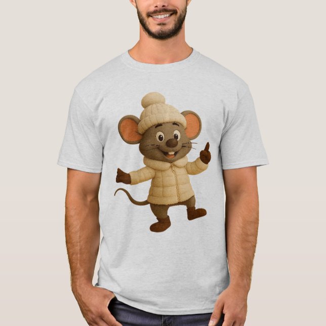 Niedlich Winter Mouse T - Shirt | Funny Cartoon Co (Vorderseite)