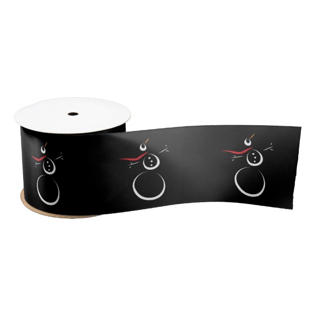 Niedlich Winter Snowman Black Satinband (Spule)