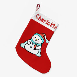 Niedlich Winter Snowman | Kinder Name Red Kleiner Weihnachtsstrumpf