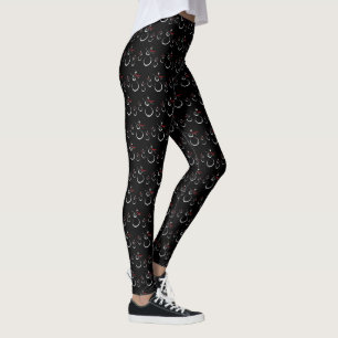Niedlich Winter Snowman Pattern Schwarz Leggings