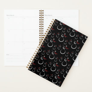 Niedlich Winter Snowman Pattern Schwarz Planer