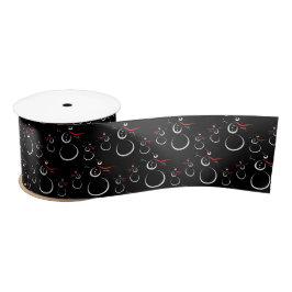 Niedlich Winter Snowman Pattern Schwarz Satinband