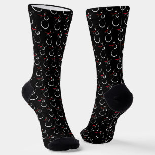 Niedlich Winter Snowman Pattern Schwarz Socken