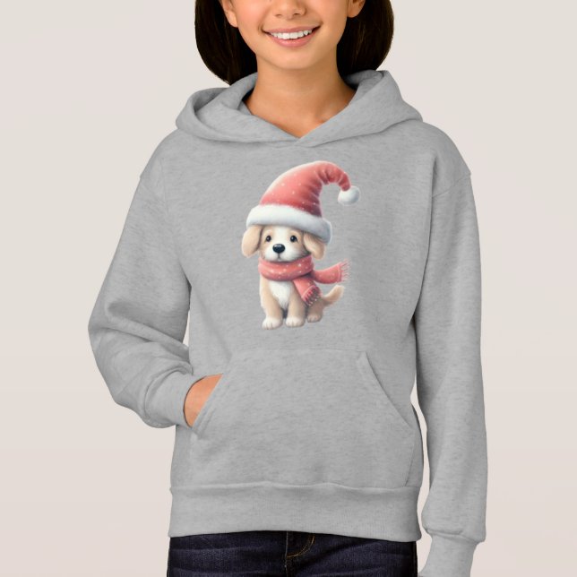 Niedlich Winter/Weihnachten/Welpen Hoodie (Vorderseite)