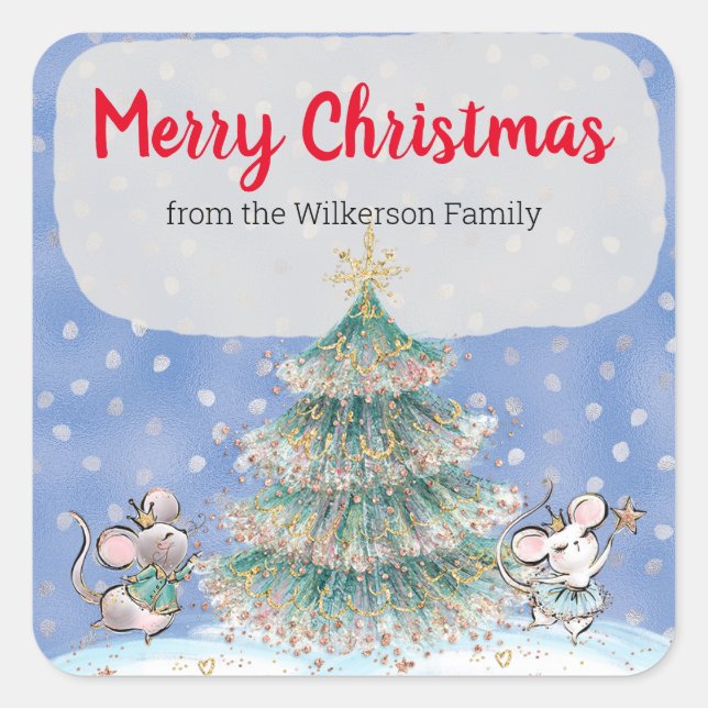 Niedlich Winter Wonderland Nutcracker Weihnachten Quadratischer Aufkleber (Vorderseite)