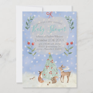 Niedlich Winter Wonderland Woodland Baby Animes Einladung