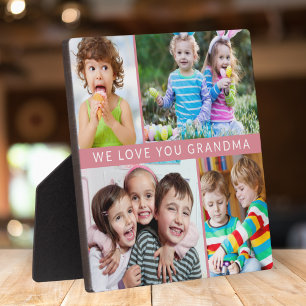 Niedlich Wir Liebe Sie Oma 4 FotoCollage Rosa Fotoplatte