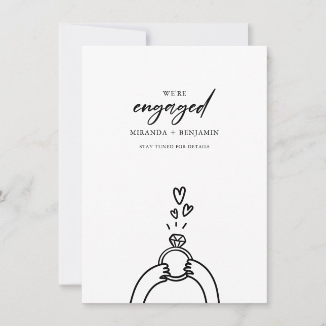 Niedlich Wir sind Verlobt Foto Verlobung Ankündigu Einladung (Vorderseite)