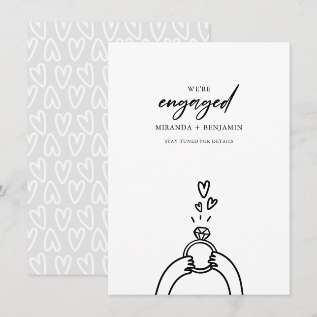 Niedlich Wir sind Verlobte Verlobung Ankündigung (Vorne/Hinten)