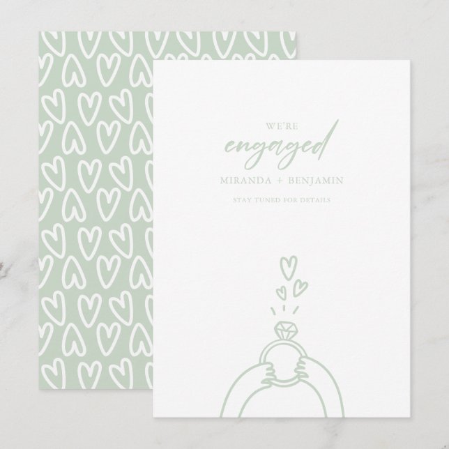 Niedlich Wir sind Verlobte Verlobung Ankündigung (Vorne/Hinten)