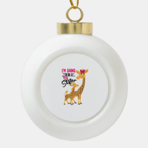 Niedlich wird eine große Schwester Giraffen lustig Keramik Kugel-Ornament