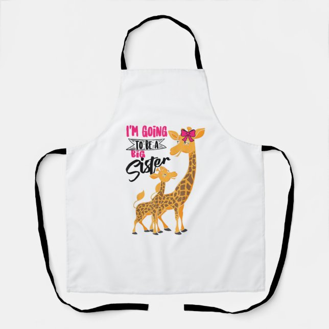 Niedlich wird eine große Schwester Giraffen lustig Schürze (Vorderseite)
