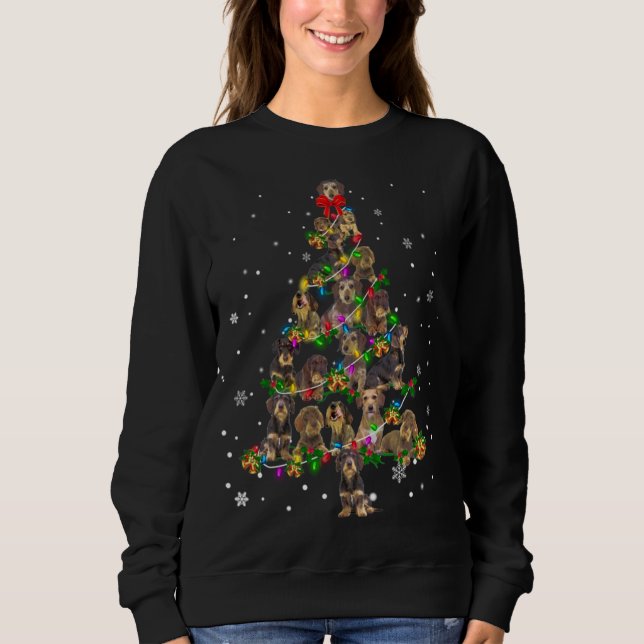 Niedlich Wire Dackel Hund Weihnachtsbaum Geschenk Sweatshirt (Vorderseite)