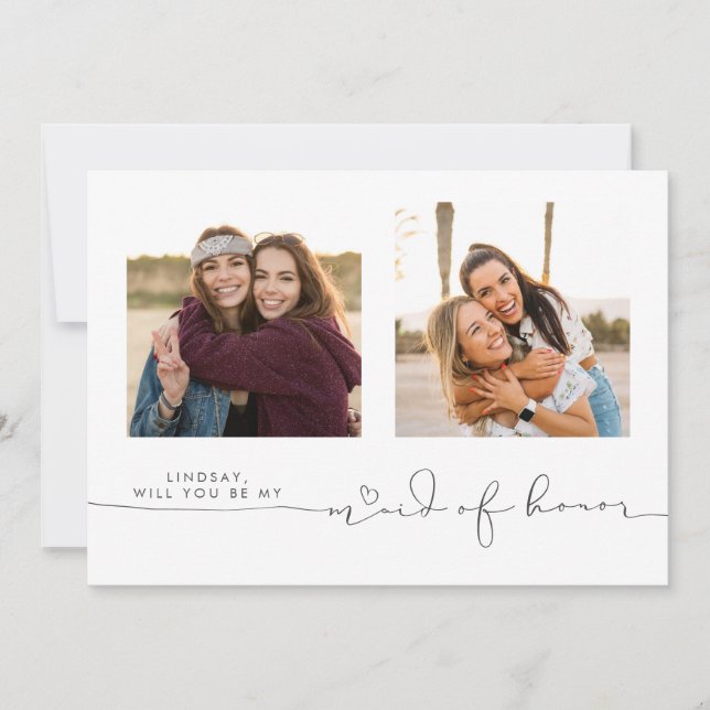 Niedlich wirst du meine Trauzeugin sein zwei Fotos (Vorderseite)