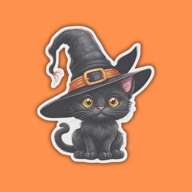 Niedlich Witchy Kitten wasserdicht Aufkleber (Von Creator hochgeladen)