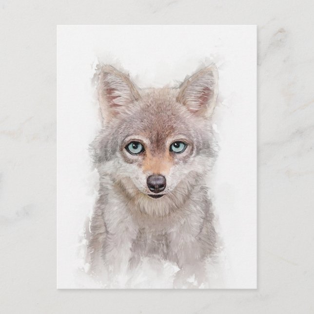 Niedlich Wolf Cub Portrait Postkarte (Vorderseite)