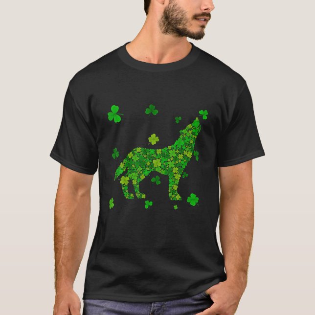 Niedlich Wolf Kleeblatt Irish Animals St Patricks  T-Shirt (Vorderseite)