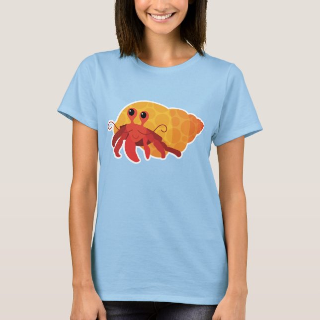 Niedlich Womens Cartoon Hermit Crab T-Shirt (Vorderseite)