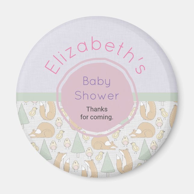Niedlich Woodland Creatures Babydusche Danke Magnet (Vorne)