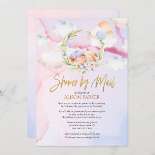 Niedlich Woodland Fox Pink Sky Baby Dusche von Mai Einladung