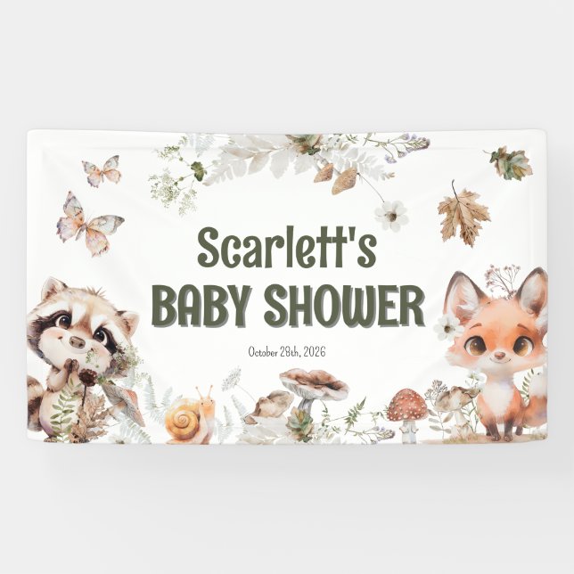 Niedlich Woodland Friends Kinderdusche Banner (Horizontal)