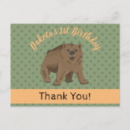 Niedlich Woodland Grizzly Bären Cub Danke Postkarte