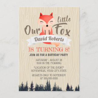 Niedlich Woodland Little Fox 8. Geburtstagsparty Einladung