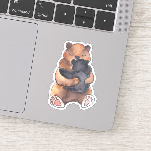 Niedlich Woodland Mama Hugs Baby Bear Cub Aufkleber