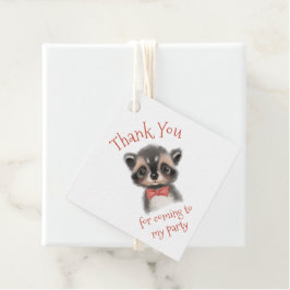 Niedlich Woodland Raccoon Bow Krawatte Vielen Dank Geschenkanhänger