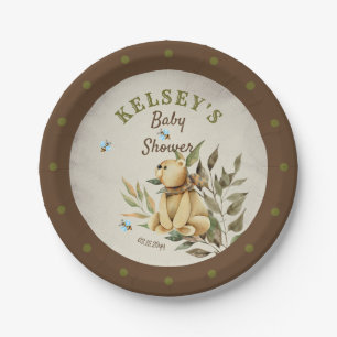 Niedlich Woodland Teddy Bear Boy Babydusche Pappteller