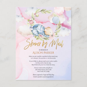 Niedlich Woodland Teddy Bear Boy Babydusche per Ma Postkarte