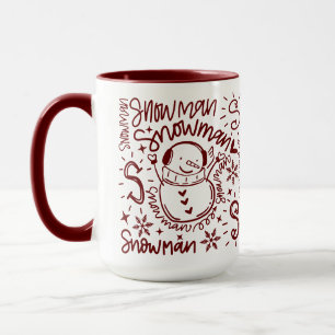 Niedlich Word Art Snowman Tasse