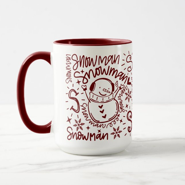 Niedlich Word Art Snowman Tasse (Links)